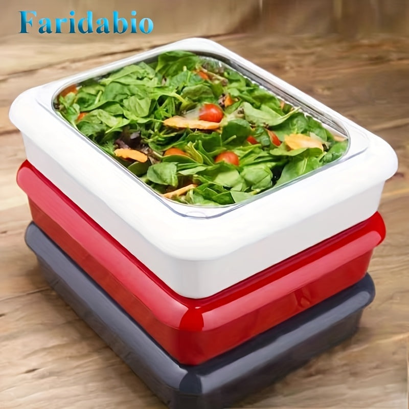 Two-in-One Insulated Aluminum Foil Tray - Stackable salad and barbecue serving container, perfect for outdoor picnics, parties, and kitchen use - Rectangular design in white, red, black, and gray