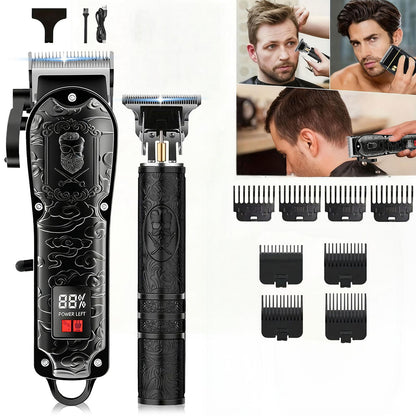 2/ 4pcs USB Rechargeable Men'S Grooming Set: 4pcs Set Includes A Hair Clipper, An Electric Shaver, And A Nose/ear Hair Trimmer, Featuring An LCD Battery Display; 2pcs Set Includes Two Hair Clippers. Makes An Ideal Gift For A Husband Or Boyfriend.