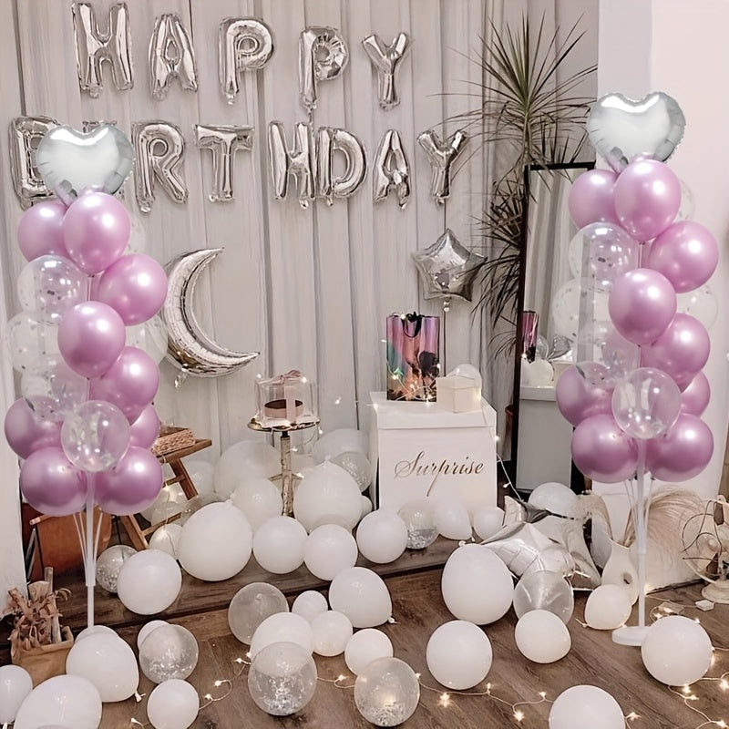 christmas 63-Inch | 19-Balloon Stand Set, 2pcs Kit with Base for Table & Floor Use - Balloon Arch Decor Holder for Birthday, Wedding, Graduation Party Centerpiece - Giant Balloon Column Kit, Sturdy PP Pole Stand, Easy Assembly, Durable and Reusable