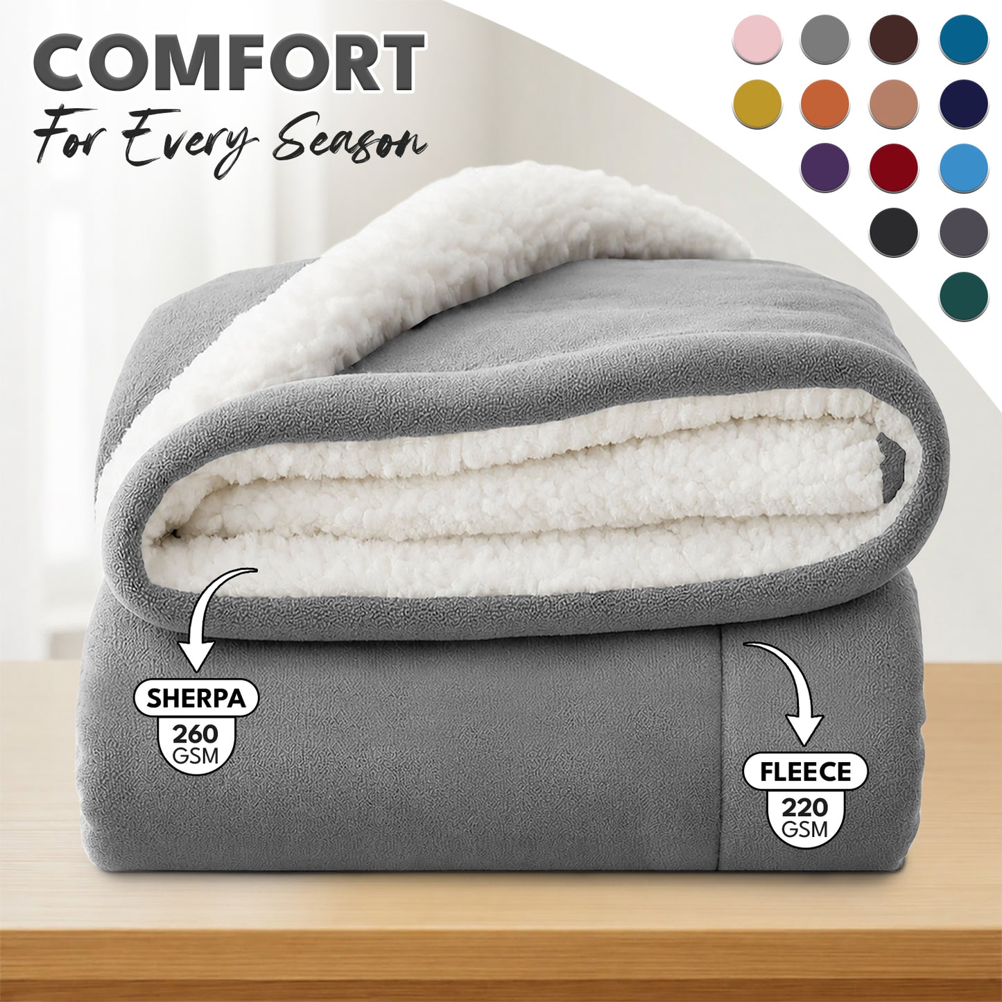 Luxurious Flannel Sherpa Throw Blanket – Ultra Soft & Warm Throw Sherpa Fleece, Comfort & Cozy Blanket for Better Sleep, Perfect for Bedroom & Guest Room Double Layer Thickened Blanket Decor Sofa Bed Blankets