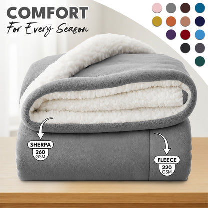 Luxurious Flannel Sherpa Throw Blanket – Ultra Soft & Warm Throw Sherpa Fleece, Comfort & Cozy Blanket for Better Sleep, Perfect for Bedroom & Guest Room Double Layer Thickened Blanket Decor Sofa Bed Blankets