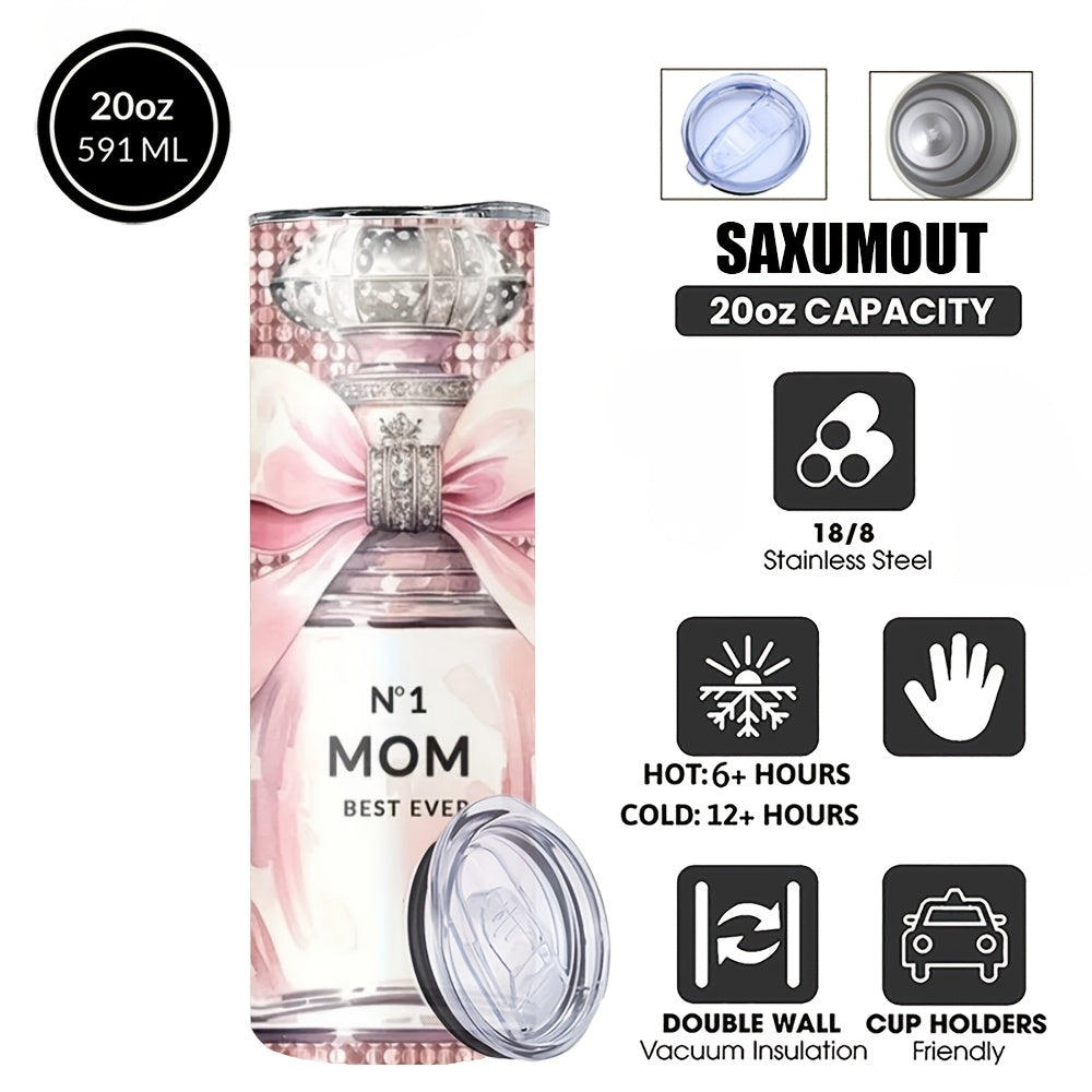 Mom'S Best Ever Design Coffee Mugs, 304 Stainless Steel Insulated Tumbler With Lid & Straw, Beverage Container & Travel Cup For Hot & Cold Drinks, 20oz Camping Drinkware, Ideal Gift For Women, Birthday, Parties, Holiday, Thanksgiving Day, Christmas