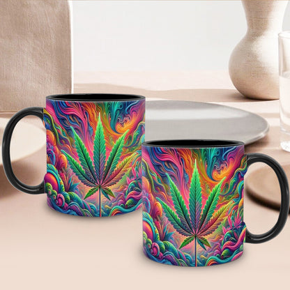 One Ceramic Mug Featuring a Design, 11 Ounces, with a Psychedelic Print, Suitable for Use in a Living Room, Office, Or Cafe, Perfect As a Gift for Friends