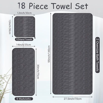18/20pcs Bath Towel Set, Enlarged Women'S And Men'S Coral Fleece Bath Towels, 100% Microfiber Bath Towel Set, Absorbent, Quick Drying, Soft And Comfortable, Large Bath Towels Suitable For Home, Bathroom, Spa Or Gift, Bath Ball, Wash Cloths