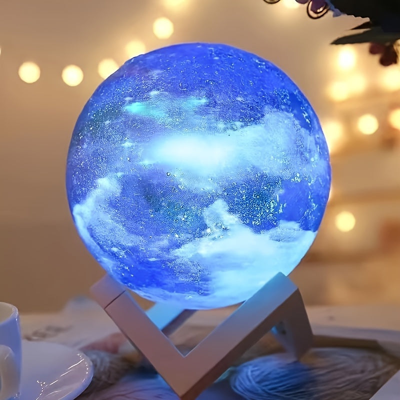 3D Moon Lamp 16 Colors LED Night Light with Remote Control USB Powered Solid Wood Stand 16 Inch Colorful Ball Moon Light Unique Birthday Gift for Bedroom Home Decor Kids Adults