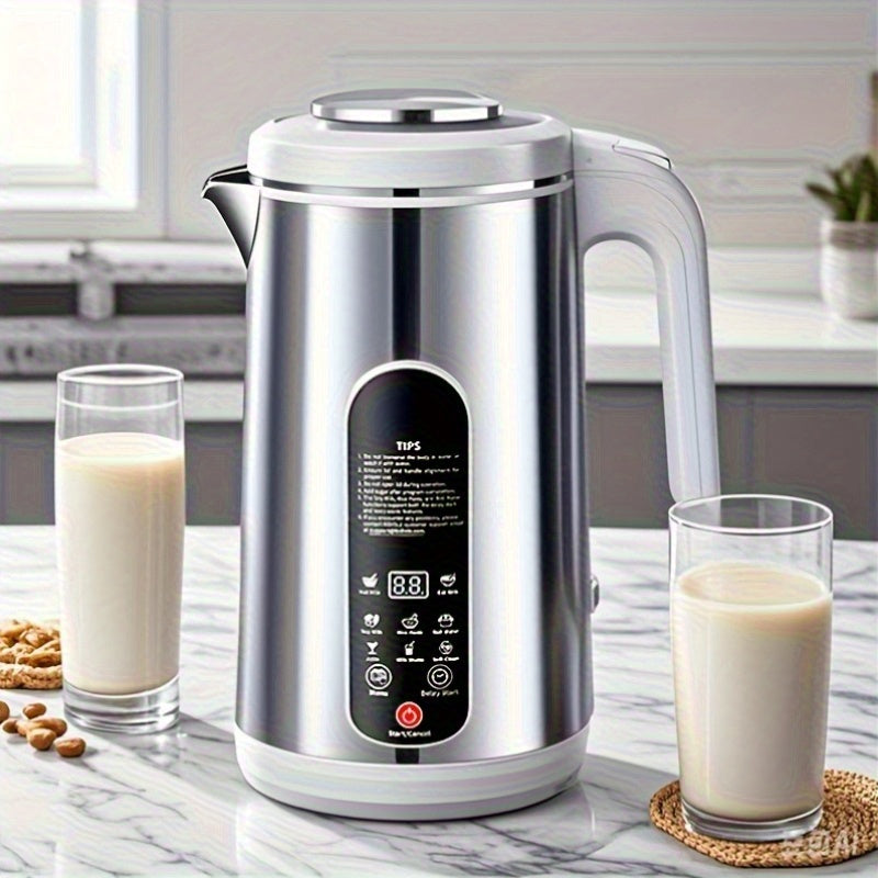 40.58Oz Stainless Steel Soybean Milk Machine, Multi-Function Nut Milk, Soup, Juice Machine, with Automatic Cleaning, 24-Hour Timer, Intelligent Touch Control, 1200Ml Container Capacity, 22000 RPM Motor Speed, 800W Power, 110V Soybean Milk Machine