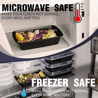 100pcs/ 200pcs 38oz Black Rectangular Meal Prep Containers Stackable And Leakproof Food Storage Container Set Disposale Bento Box Ideal for Takeout And Picnic Microwave & Dishwasher & Freezer Safe Easter Back to School