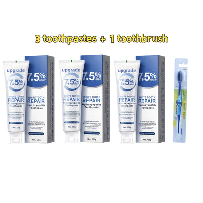 3pcs Of Hydroxyapatite Toothpaste, 7.5% Nano Toothpaste, Comes with A Toothbrush, Whitens Teeth, Freshens Breath, Ideal Gift for Women, Suitable for Home And Travel Use, Oral Care, Local Warehouse
