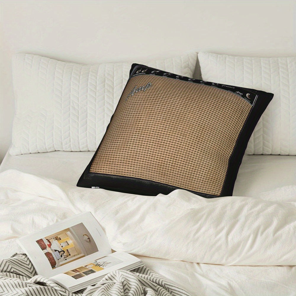 Gorgeous Style Guitar Amplifier Throw Pillow Cover, Decorative Zipper Throw Pillow Cover, Polyester, Machine Washable, Suitable for Musicians, Guitarists Gifts, Comfortable Living Room Bedroom Sofa Home Decoration, Pillow Core Not Included