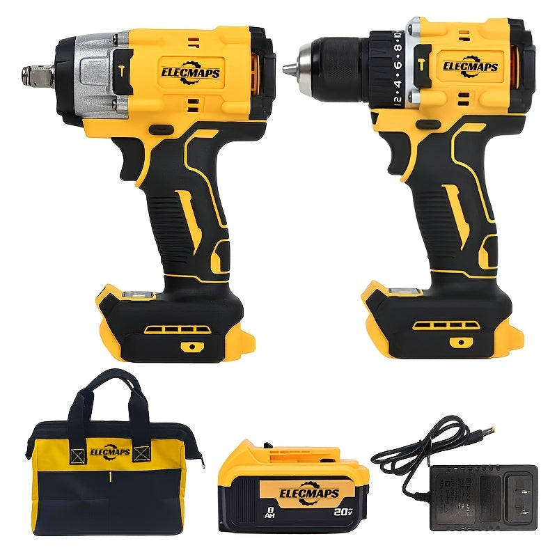 For Dewalt 20V Batteries, 1500 Nm Impact Wrench, Brushless Drills And Screwdrivers"Three-Power Compact Tool Set" Optional Chargers And Batteries. Suitable For And Industrial Use, And Provides Complete Home Repair And Construction Tool, Best Gift