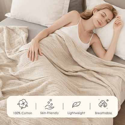 100% Cotton Muslin Blanket 6 Layers | Breathable & Lightweight, Soft Gauze, All-Season, Multipurpose, Perfect for Couch and Bed, Ideal Valentine'S Day and Holiday Gift, Machine Washable, Mixed Colors