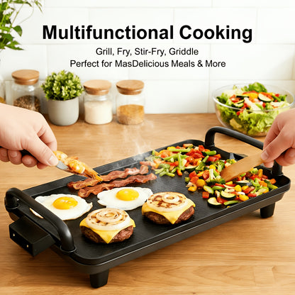 Electric Griddle with Non-Stick Coating - Large Submersible Cooking Surface, Make 15 Eggs at Once, Hassle-Free Cleanup, 2 Sizes Available - Perfect for Breakfast, Pancakes & Family Cooking