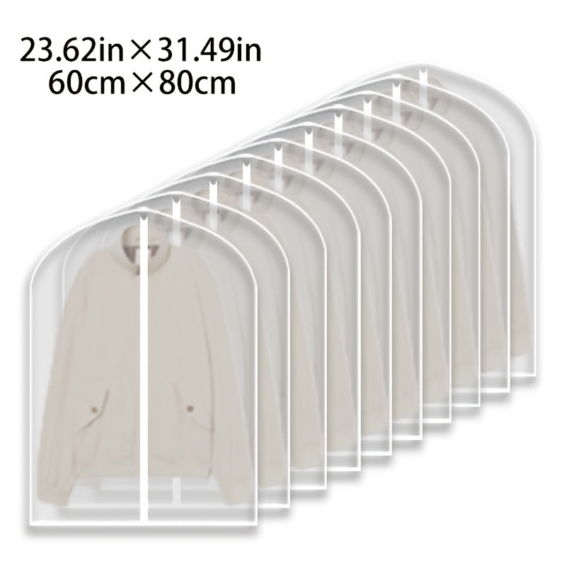 10pcs Waterproof Transparent Clothing Bags, with Full Zippers, Travel Hanging Garment Bags for Wardrobe Storage, Compact Storage, Space-saving Solutions Durable Plastic Lightweight Materials Clothes Bags Minimalist Lifestyle Business Professionals
