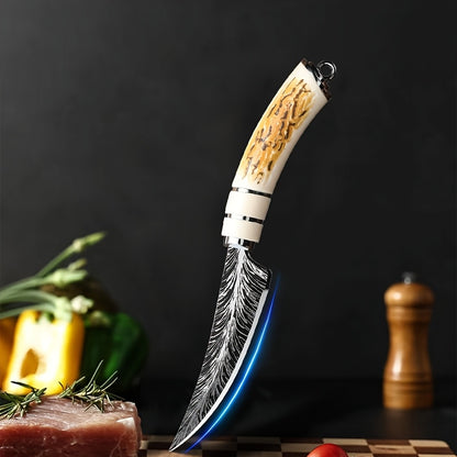 Professional Butcher Knife for Cutting Bone-In Meat - Razor Sharp Blade with Patterned Design And Comfort Grip Handle
