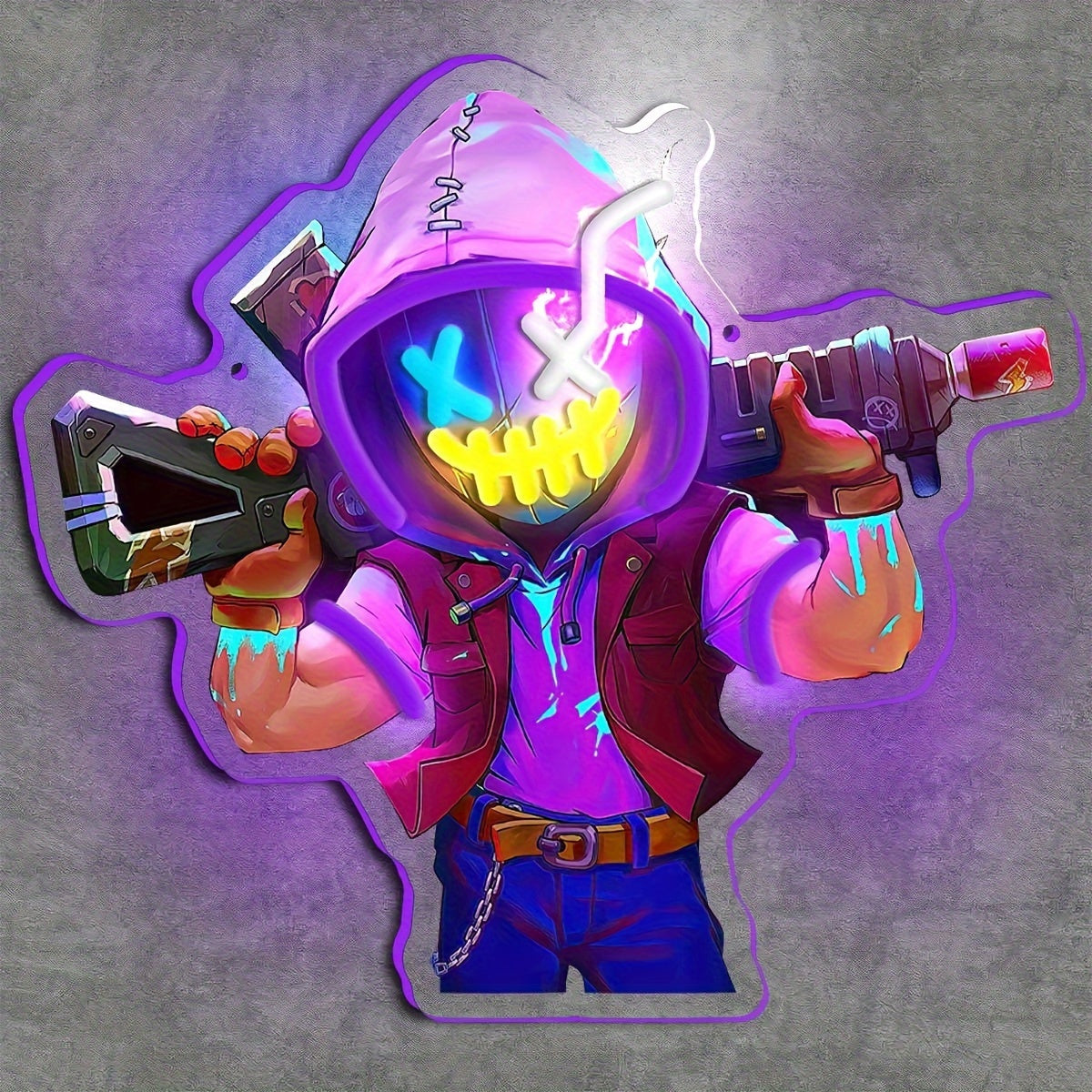 Neon Marksman LED Wall Art - UV Printed, USB Powered, Perfect for Game Rooms & Bars