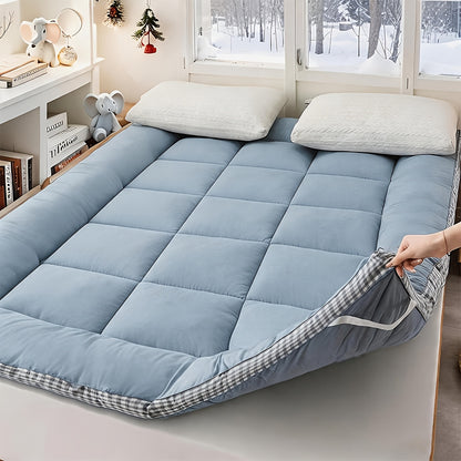 Fluffy Mattress Topper - Flannel Bubble Breathable Fiber Filling Folding Roll Up Mattress Sleeping Pad, Comfort 2.36-3.15inch Thickness Quilted Mattress Topper for Sleeping