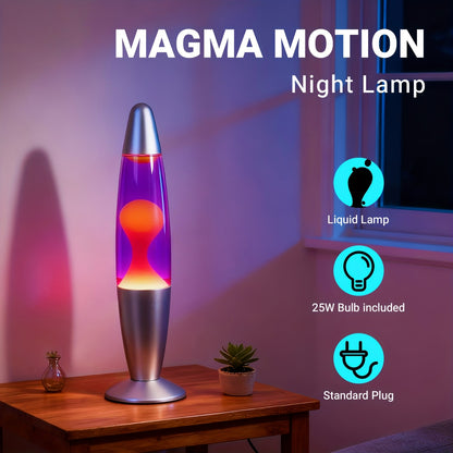 16-inch Beautiful Lamp - Purple Water with Yellow Wax, Relaxing Liquid Lamp, Night Light, Home Decor for Living Room, Office, Bedroom Lighting