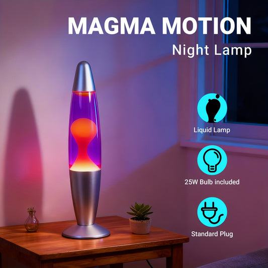16-inch Beautiful Lamp - Purple Water with Yellow Wax, Relaxing Liquid Lamp, Night Light, Home Decor for Living Room, Office, Bedroom Lighting