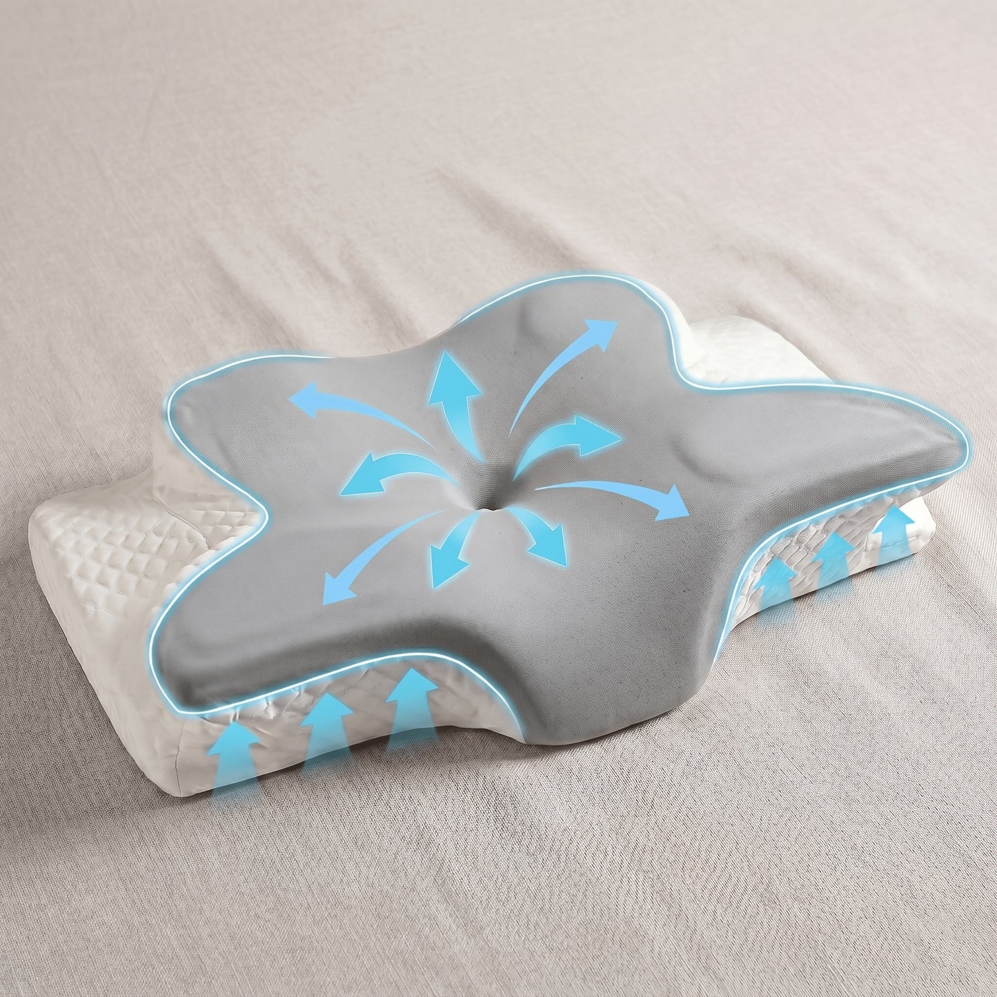 Cervical Neck Pillow for Sleeping – Butterfly-Shaped Ergonomic Memory Foam Pillow, Contour Support for Back & Side Sleepers, Slow Rebound Pressure Relief, Machine-Washable Pillowcase, Multiple Colors & 2-Pack Options