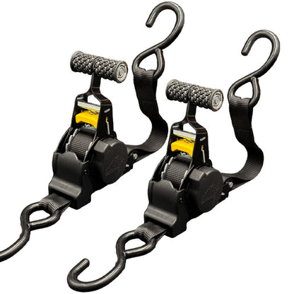 Self-Retracting Tie Down Straps 10 Feet Heavy Duty Ratchet Cargo Straps – Auto Retract for Truck Trailer Motorcycle Moving & Appliances, 1pc or 2pc Pack