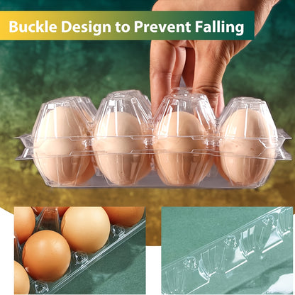 52/104-Pack Egg Carton Bulk 12-Count Clear Plastic Egg Containers with Sticker Labels, Reusable Egg Rack for Home Farm Market Display, Plastic Egg Packaging for Craft Projects