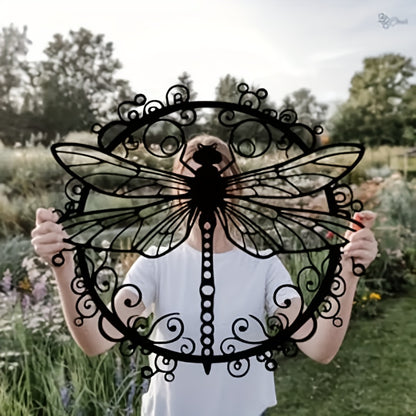 Metal Dragonfly Wall Art – Black Iron Dragonfly Wall Decor, Intricate Animal Print Design, Indoor Outdoor Wall Mounted Sculpture for Living Room Garden Office, Housewarming Wedding Gift