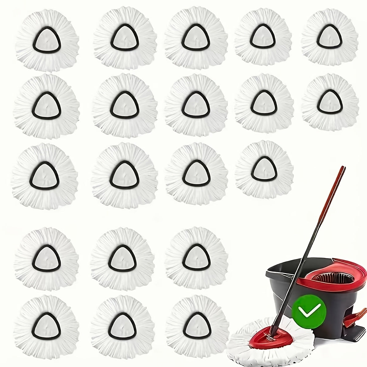 2/5/10/20-pack Microfiber Rotary Mop Replacement Heads - 360-degree Cleaning Triangular Mop Heads, Suitable for Rotary Mop Systems, Enhancing Floor Cleaning Efficiency