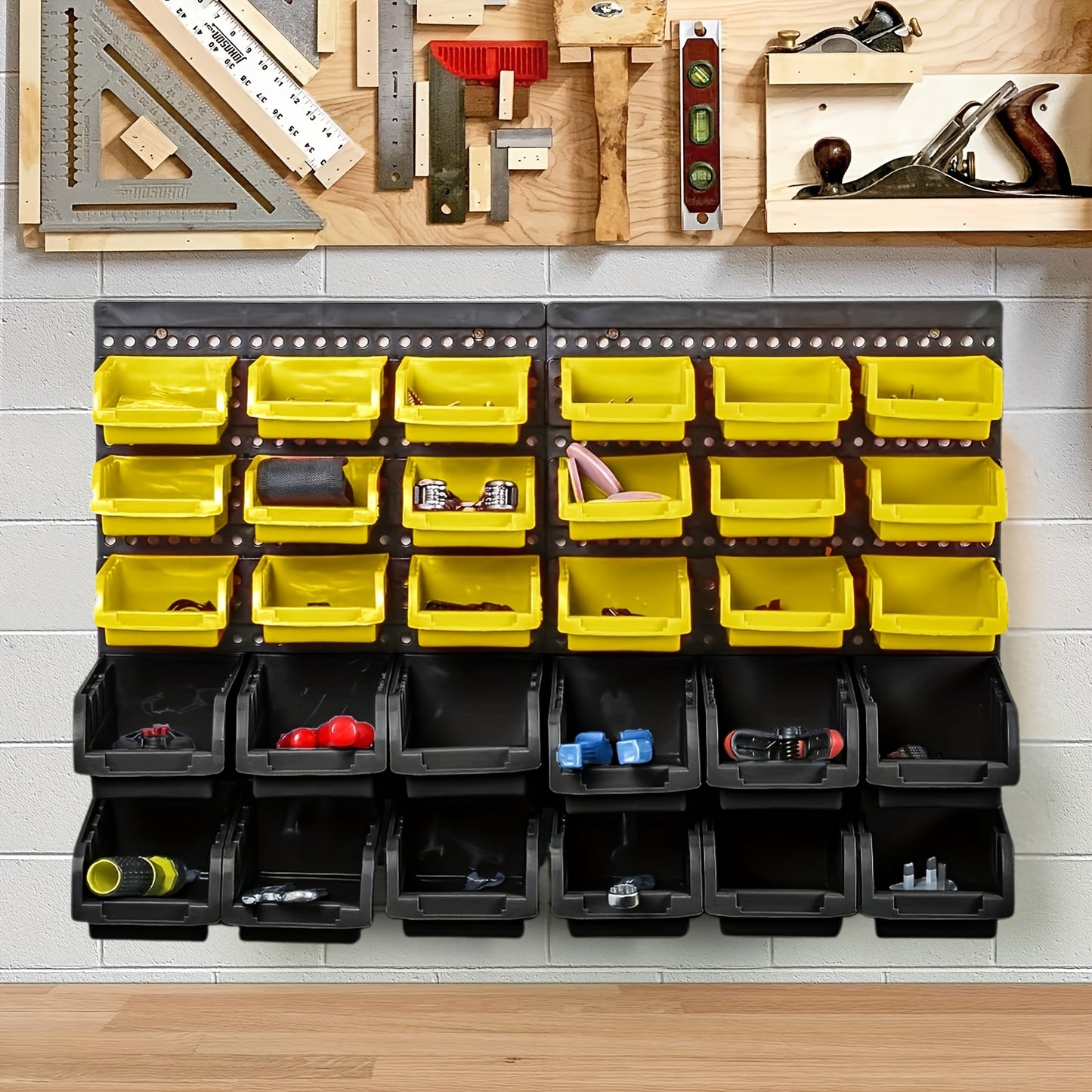 30pcs Heavy-Duty Wall-Mounted Storage Shelf System with Shelves & Suitable for Screws, Nuts, Bolts, Nails, Beads - Plastic Tool Organizer with Multi-Tier Shelves, Easy Install for Garage, Workshop, Craft Room - Space-Saving Gift, Storage Racks