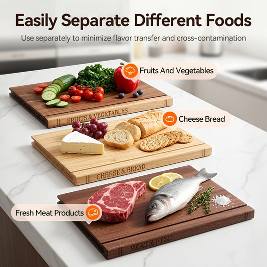Wooden Cutting Boards for Kitchen, 3pcs Acacia Wood Cutting Board Set with Stand, Cutting Board That Looks Like Books for Vegetables, Cheese, Bread & Meat, Decorative Chopping Board Gift Set