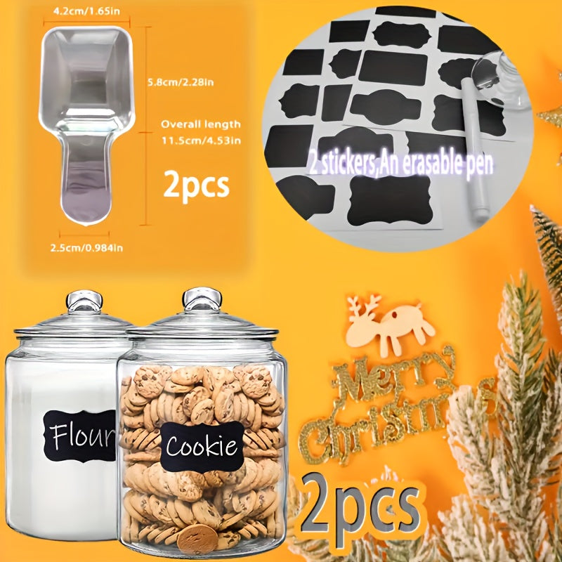 2 Glass Pantry Jars with Flip-Top Lids for Pantry And Countertop - Hand Wash, Reusable Round Containers for Cookies, Candy, Pasta - Set Of 2, Pantry Organization, Glass Storage Jars, Round Pantry Containers, Flip-Top Lid Design