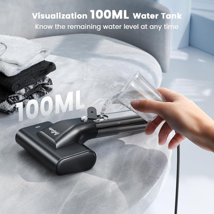 Portable Steamer for Clothes, 1200W Handheld 2-in-1 Steamer & - 3.38oz Large Water Tank, 10s Fast Heat Up, 15mins Steaming Garment Steamer for Travel, Home Use
