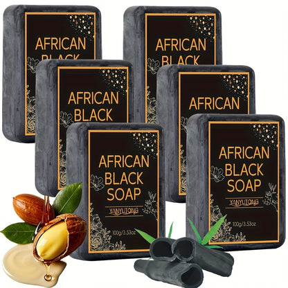 6 And 3 100g Black Soap Bars, with Ingredients (coconut Oil, Olive Oil And Shea Butter), Moisturizing Plant Extract Black Soap Bars, Suitable for Skin Care, Can Effectively Clean The Skin, Foam Rich, Facial Cleanser, Suitable for Daily Use