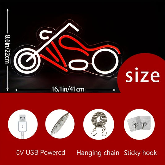 Motorcycle Neon Light Logo Decoration USB Dimmable Car LED Light Logo Wall Mounted Decoration Light Or Garage Decoration Neon Light Car Room Repair Shop Workshop Decoration Neon Light