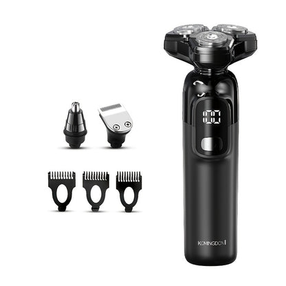 Rotary Shaver for Men 3-in-1 Cordless Rechargeable Electric Razor - Floating Head Wet Dry Shaver, 800mAh Lithium Battery, LED Display, Nose Hair & Sideburns Trimmer, Father's Day Gift