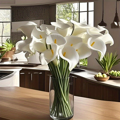 Eternal Lotus Flower Bouquet 20pcs – Horseshoe Lotus Artificial Flowers for Wedding Decoration, Home Floral Arrangements, Outdoor & Festival Decor – White, Black, Red & Orange (No Vase)