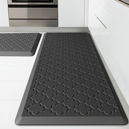 [Non-Slip Kitchen Mats] 2pcs Non-Slip Cushioned Kitchen Mats for Floor | Anti Fatigue Mats for Standing, Office, Sink, Laundry - Grey