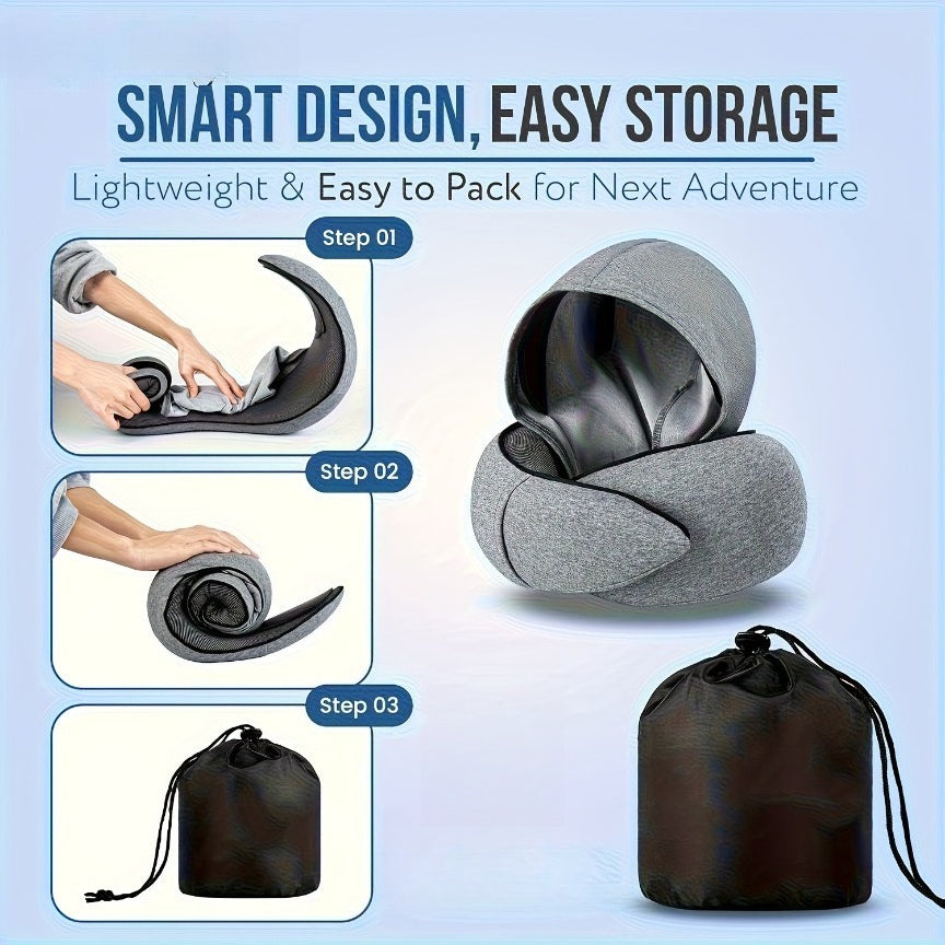 Travel Neck Pillow U-Shaped Memory Foam Cervical Support Pillow for Airplane, Car & Hotel – Portable & Ergonomic