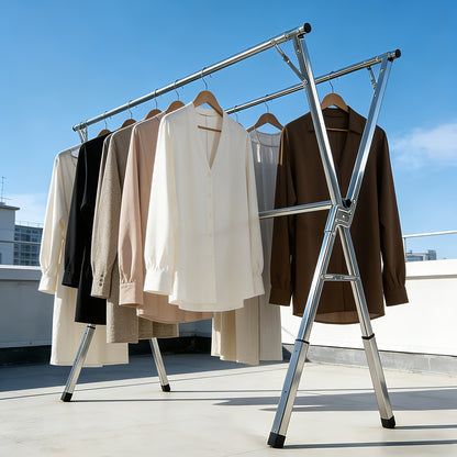 Foldable Clothes Drying Rack Outdoor Indoor, Drying Rack Clothing Collapsible, Adjustable Laundry Drying Rack, Heavy Duty Stainless Steel Clothesline, for Clothes, Blankets And Bedding, Drying Racks