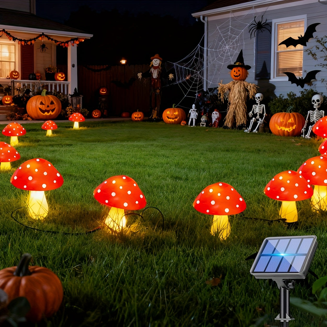 Solar Mushroom Lights Outdoor 8 Pack – 8 Lighting Modes, Color Changing Garden Stake Lights for Yard, Pathway, Halloween & Holiday Decor – Solar Powered Waterproof Mushroom Garden Lights