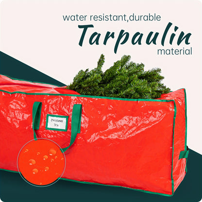 7.5ft Christmas Tree Storage Bag - Durable Heavy Duty Extra Large Artificial Xmas Holiday Tree Bag with Reinforced Handles And Dual Zippers Wide Opening - Red, Tree Storage