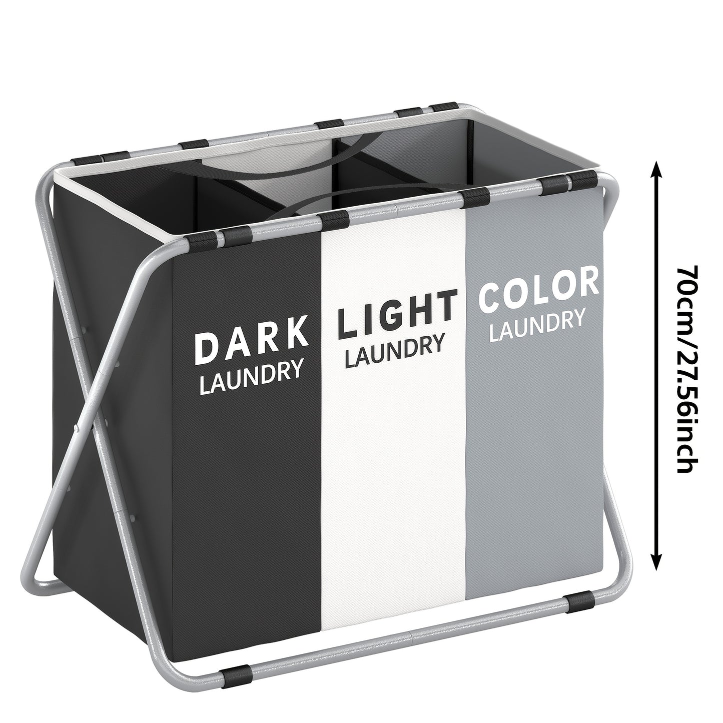 [Stylish Laundry Hamper Basket] Durable Fabric Large Rectangular Laundry Hamper Basket with Handles, Multi-Component Design for Home, College Dorm, Bathroom & Bedroom - Stylish & Functional Clothes Storage Organizer, All-Season for Side (1pc)