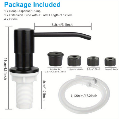 Stainless Steel Soap Dispenser for Kitchen Sink, with Extension Tube Kit 47", Easy Press Hand Sanitizer Pump for Household