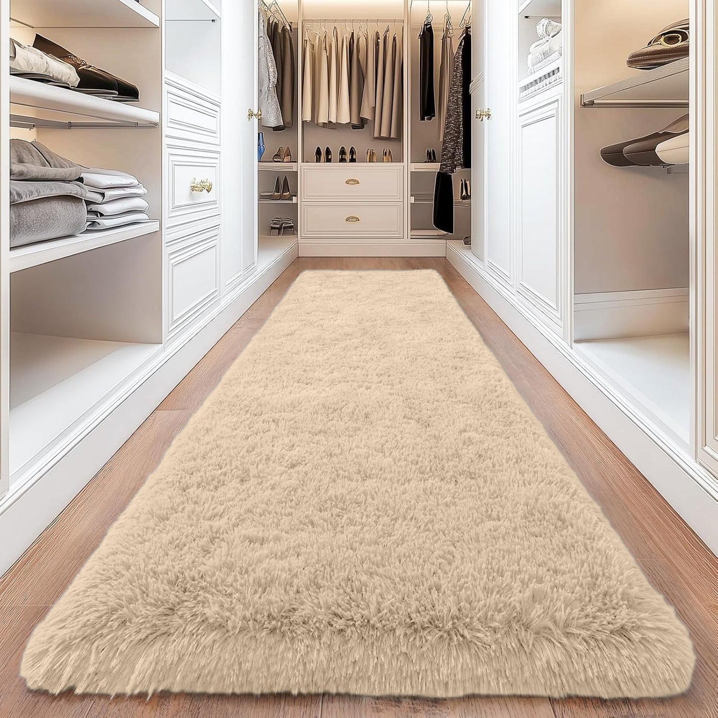 Large Shaggy Rug, 4x6ft Plush Faux Fur Rug, Low Pile Extra Soft Area Rug, Long Hallway Runner, Indoor Floor Mat, Heavy Duty Long Lasting Machine Washable Rug, Non Slip Backing for Living Room Kitchen Modern Home Decor Carpet Mat