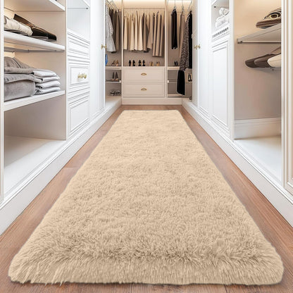 Large Shaggy Rug, 4x6ft Plush Faux Fur Rug, Low Pile Extra Soft Area Rug, Long Hallway Runner, Indoor Floor Mat, Heavy Duty Long Lasting Machine Washable Rug, Non Slip Backing for Living Room Kitchen Modern Home Decor Carpet Mat