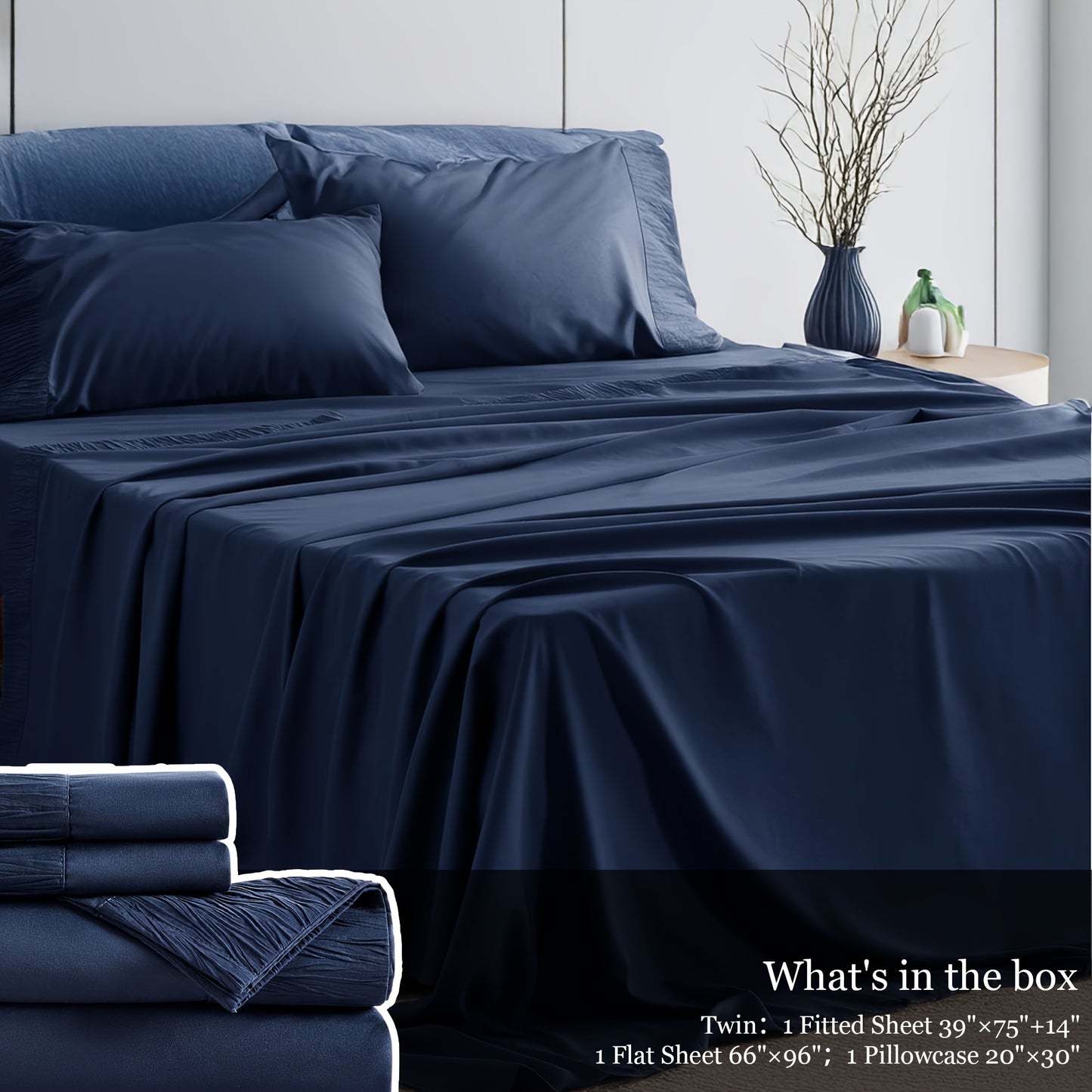 Queen Size 4pcs Sheet Set - Premium Ultra Soft & Breathable Bed Sheets - Cooling Hotel Luxury Bedding Collection - Includes 1 Flat Sheet, 1 Fitted Sheet & 2 Pillowcases - Wrinkle-Free, Easy Care - Cozy Comfort For All Seasons