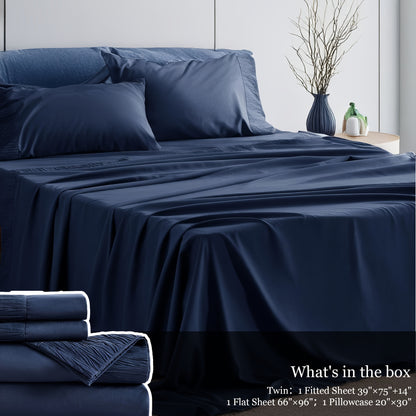 Queen Size 4pcs Sheet Set - Premium Ultra Soft & Breathable Bed Sheets - Cooling Hotel Luxury Bedding Collection - Includes 1 Flat Sheet, 1 Fitted Sheet & 2 Pillowcases - Wrinkle-Free, Easy Care - Cozy Comfort For All Seasons