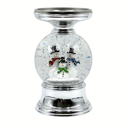 Snowman Water Globe Candle Holder Pedestal Compatible with Bath & Body Works 3-Wick Candles - Winter Christmas Centerpiece Table Decor