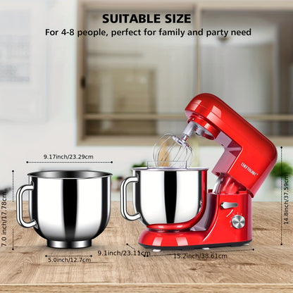CHEFTRONIC Electric Stand Mixer, 7QT 650W 6Speeds Tilt-Head Dough Mixers, Bread Mixer with Dough Hook, Whisk, 2Beaters, Splash Guard for Baking Bread, Cake, Cooky, Pizza, Muffin, Salad And More - SilverSPU:88895