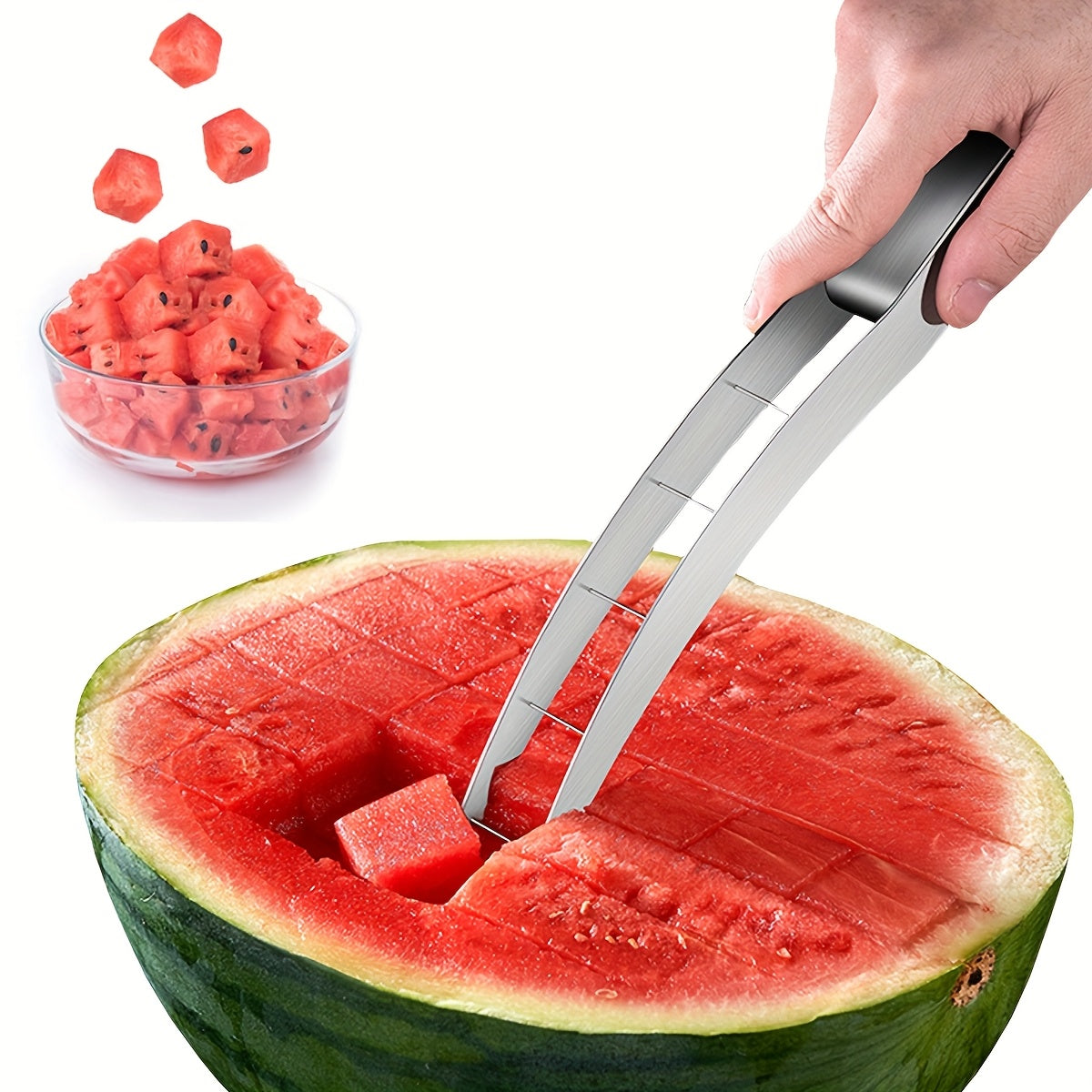 1pc Watermelon Cutter Slicer Tool Stainless Steel Cutting Watermelon Into Cubes Watermelon Knife, Useful Cool Kitchen Gadgets for Watermelon Lover Make Juice Fruit Salad Father's Day Gift