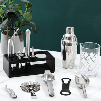 28pcs Bartender Set, Including a Garnish Tray with a Lid, a 3-Tier Glass Rimmer, And a 17pcs Margarita Cocktail Shaker Kit, Perfect for Home Beginners And As a Christmas Gift (Made of PVA Plastic)